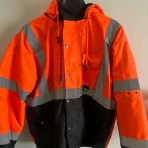 High visibility reflective construction jacket